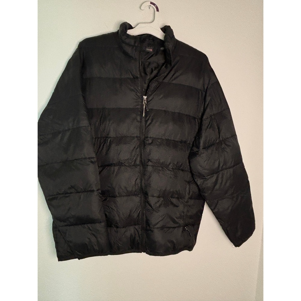 SwissTech Mens‎ Black Puffer Jacket Full Zip Quilted Coat Size Large 42-44